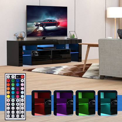 71IN LED TV Stand for 75/70/65 inch TV Modern Black Stand for Living Room with Storage Drawers High Gloss TV Cabinet