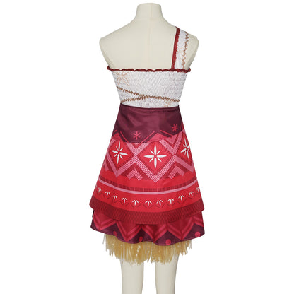 Family Matching Moana Costume Set, Adult  Kids Polynesian Princess Dress with Fringe, Halloween Carnival Party Cosplay Outfit