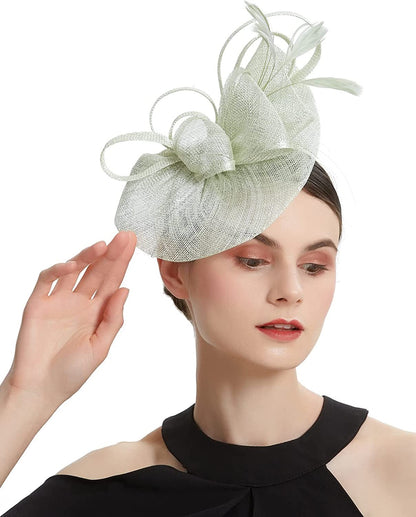 Chapéu Fascinator Feminino Pillbox Kentucky com Pena Derby Sinamay Fascinator Tiara Chapéu Fascinator para Chá para Coquetel
