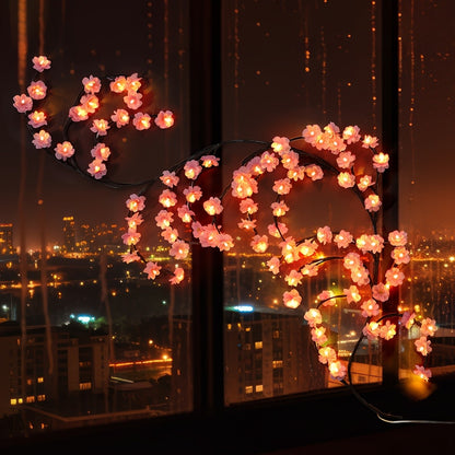 72/96 Cherry Blossom Vine String Lights Glowing Cherry Blossom Branch Lights, Flexible Blossom Vine Lights 8 Mode For Home Decor