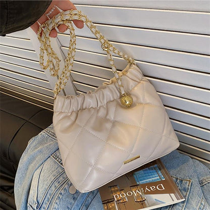 Chic Quilted Embroidered Thread Pu Women's Bag Fashion Chain Single Shoulder Bag, Stylish Crossbody Bag Perfect for Everyday Use