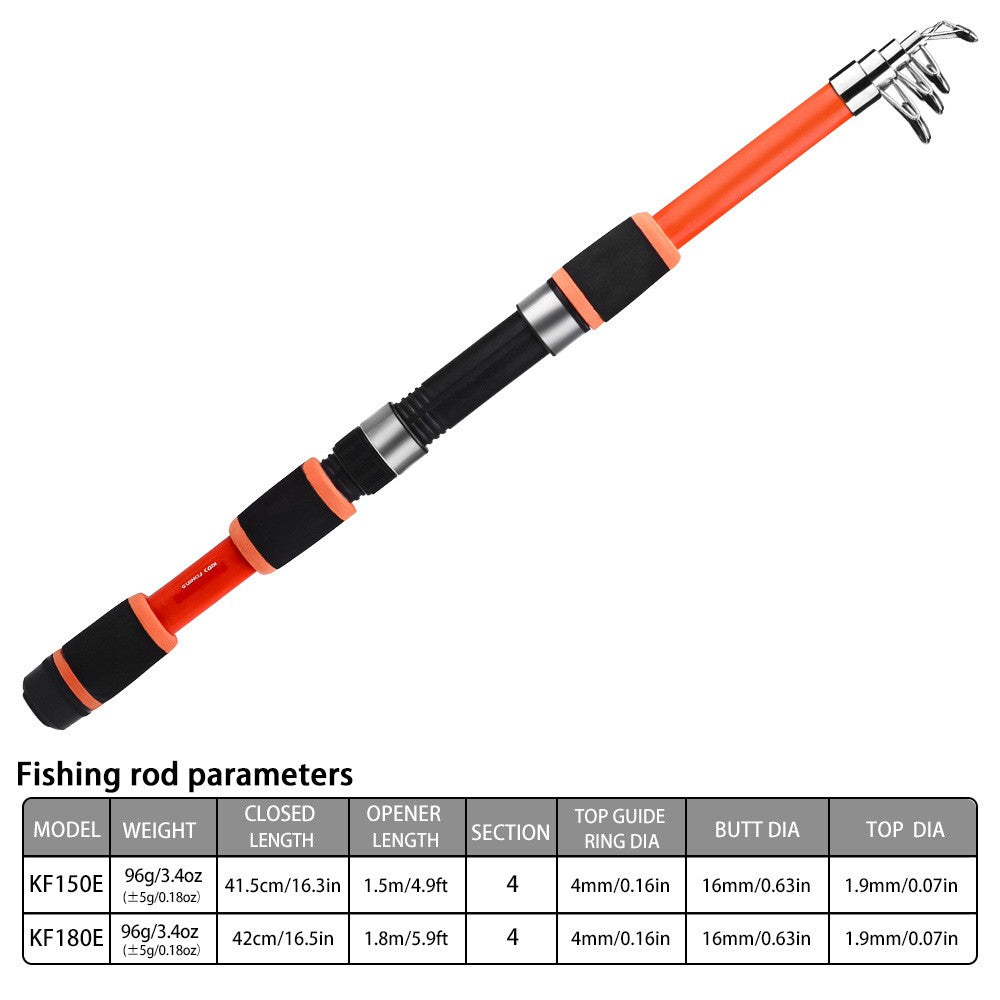 1.8m Varas de Arremesso Portáteis para Selagem Remota de Postes Varas de Pesca Telescópicas de Fibra de Vidro Carretilhas de Pesca Giratórias de Relação de Engrenagem