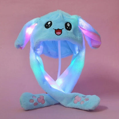 LED Plush Rabbit Hats Glowing Bunny Ears Hat With Moving Ears Cute Spring Cap Adult Children Funny Gift Cosplay Costume