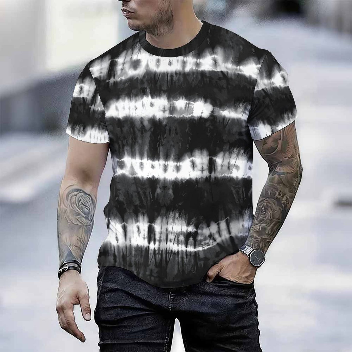 Men Print T Shirt Short Sleeve Crew Neck Casual Summer Fashion Tees Tops For Daily Outdoor Wear