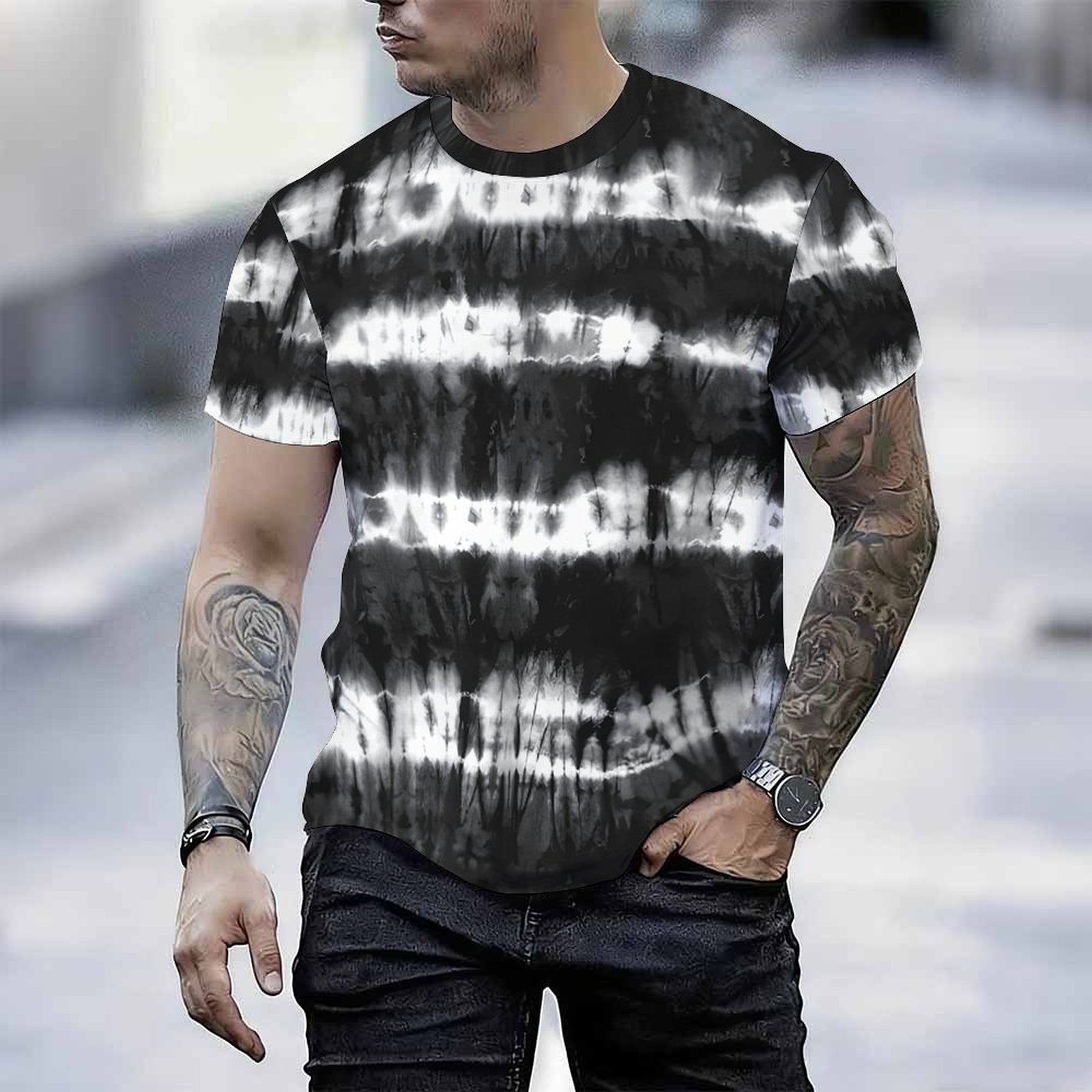 Men Print T Shirt Short Sleeve Crew Neck Casual Summer Fashion Tees Tops For Daily Outdoor Wear