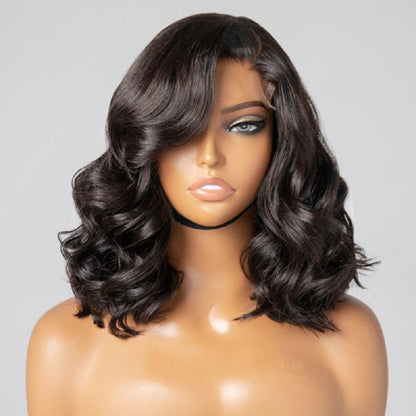 Peruca Curta Bob Dupla Puxada Sem Cola Cabelo Humano Ondulado Bruto Vietnamita Peruca Frontal de Renda Pré-Cortada 13x4 HD em Promoção