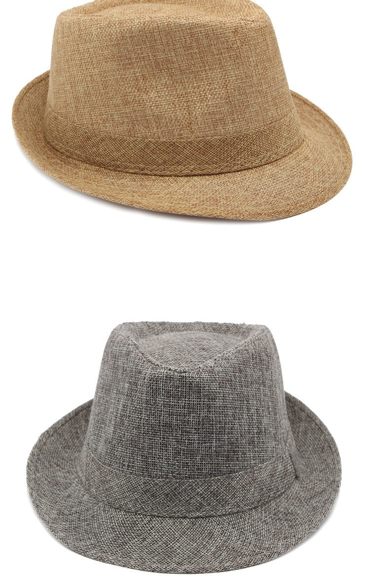 Middle-aged Spring and Summer Outdoor Sun Protection Hat Beach Top Hat Female Casual Retro Jazz Linen Hat  Fedoras for Man Party