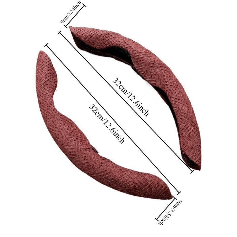 Embossed Napa leather steering wheel cover, anti-slip and sweat-absorbing handlebar cover, semi-covered protective cover