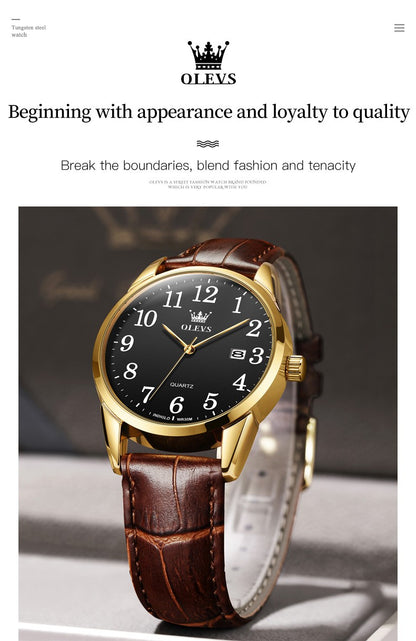 OLEVS Top Brand Quartz Watch For Women 50M Waterproof GMT  Watches Women's Sports Leather Strap Men Wristwtach Ultrathin