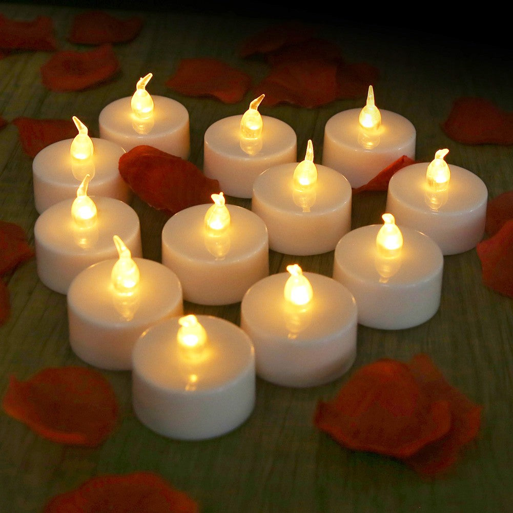 24/48Pcs Flameless LED Candle Lights Battery Powered Creative Wishing Tea Lamp Warm White Halloween Wedding Christmas Decoration