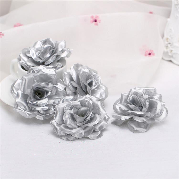 10pcs 8cm Black Artificial Rose Silk Flower Heads Decorative Flowers for Wedding Home Birthday Party New Year Banquet Decoration