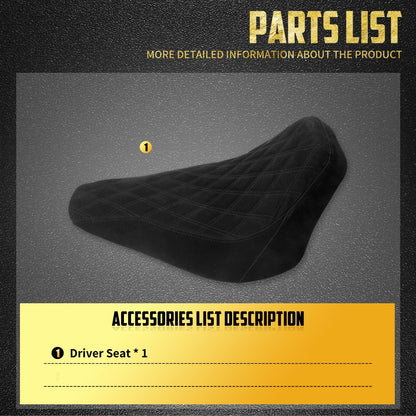 Assento Solo Dianteiro de Couro com Perfil Baixo e Costura em Diamante para Motocicleta Harley Softail Breakout FXBR Rocker FXCW 2008-2017