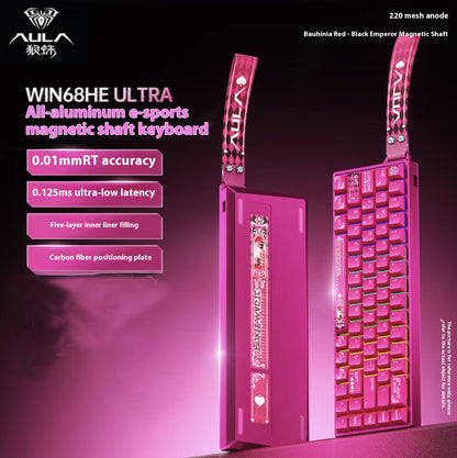 Teclados Win60 Win68 Aula com Teclas Magnéticas 8K, Teclado Mecânico para Jogos, Teclado com Fio para Esports com Luz RGB e Hot-Swap para PC Gamer (Presente)