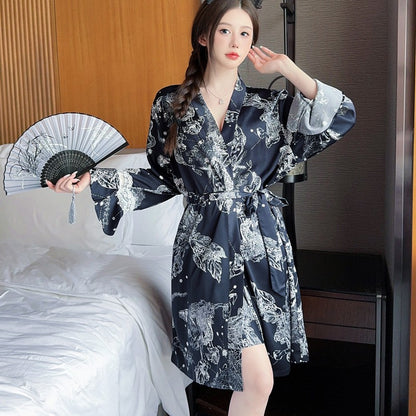 Sexy Nightwear for Women: Premium Ice Silk Strapless Camisole Nightgown Set Pure Desire Nightdress Homewear