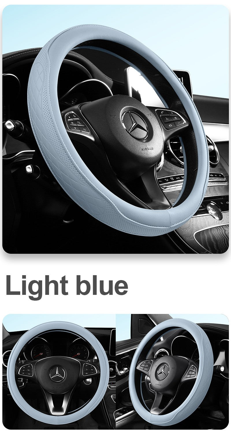 Motocovers Car  Anti-Slip Leather Steering wheel Cover Universal car Steering Wheel Protective Cover Fashion Style 38cm Type O D