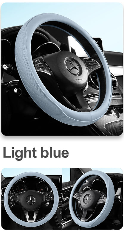 Motocovers Car  Anti-Slip Leather Steering wheel Cover Universal car Steering Wheel Protective Cover Fashion Style 38cm Type O D