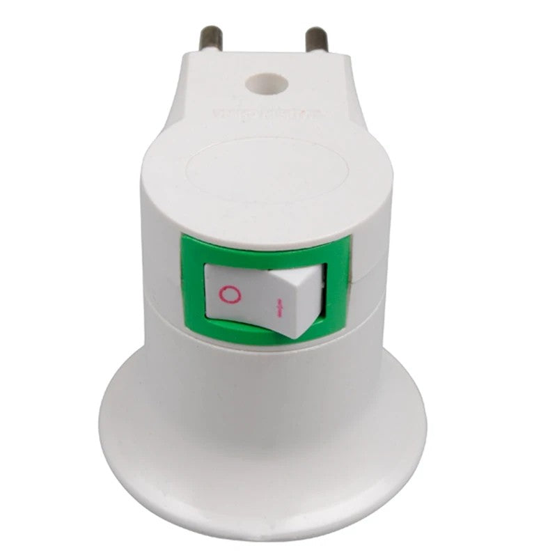 E27 EU Plug Lamp Base Light Bulb Base Socket Adapter Converter 250V 6A White Night Light With Power On Off Control Switch