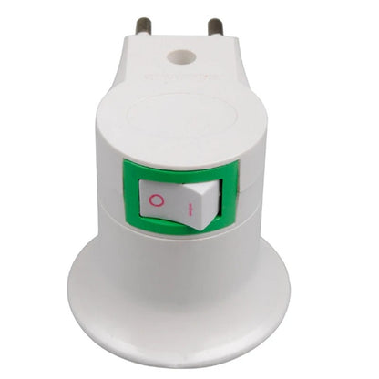 E27 EU Plug Lamp Base Light Bulb Base Socket Adapter Converter 250V 6A White Night Light With Power On Off Control Switch