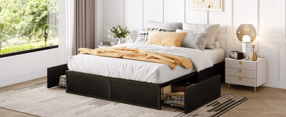 Cama Queen com Estrutura, 2 Gavetas Grandes de Armazenamento, Silenciosa, Fácil de Montar, Não Precisa de Box Spring, Cama com Armazenamento