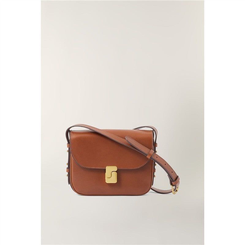 French niche design women's bag, top layer cowhide small square bag, premium texture tofu bag, single shoulder crossbody bag