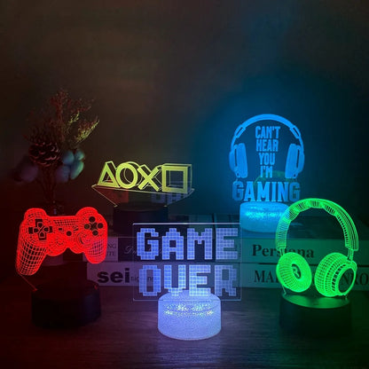 3D LED Gaming Party Setup Lamp Gaming Room Lamp Decoration USB Powered Night Light Table Lamp For Bedroom Decor Christmas Lights