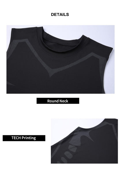 Compression Tank Top Men Gym Shirt Sleeveless Quick Dry Printing Sportswear Male Fitness Bodybuilding Vest Workout Muscle Top