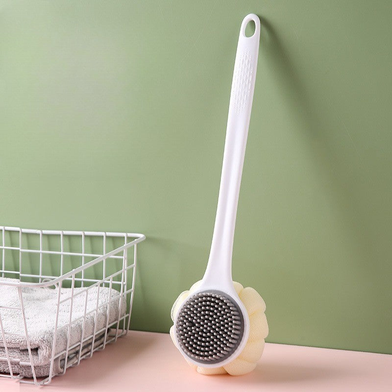 1 escova de banho de silicone macio para esfoliação corporal e massageador de costas com cabo longo para banho e saúde da pele