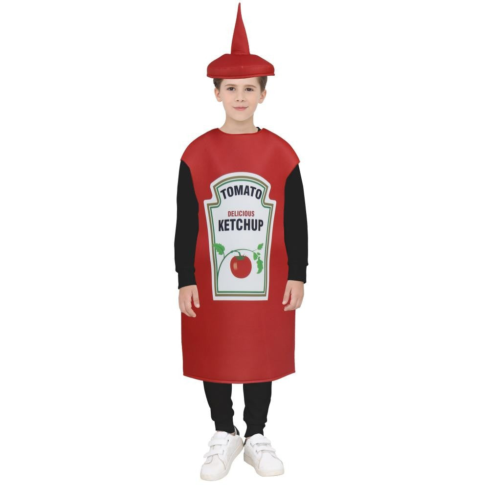 Zawaland Red Tomato Delicious Ketchup Costume Adult Boy Girl Funny Disguise Suit Yellow Mustard Halloween Cosplay Party Clothes