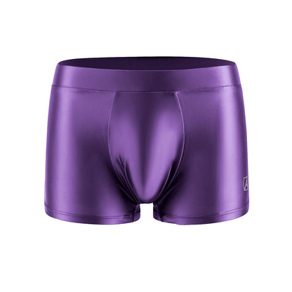 AMORESY Men's Satin Glossy Boxer Shorts Breathable High Elastic Sports Thin Soft Brief Swimming Fitness Solid Leggings Underwear