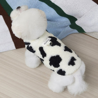 Colete de cachorro quente de lã, suéter de outono macio para animais de estimação, roupas de cachorro de luxo, moletons para filhotes, colete de gato com estampa animal, pulôveres para animais de estimação, roupas de poodle
