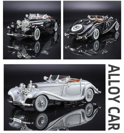 Simulação 1/24 Escala Benz 500K 1936 Clássico Modelo Carro Vintage Com Caixa de Exibição Presente de Aniversário Menino Coleção Miniatura Carro