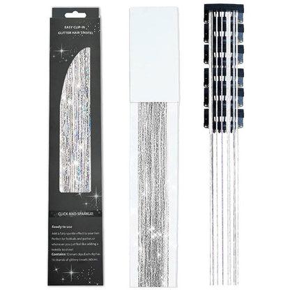 6/12 peças de tic-tac de cabelo sintético, peça única, extensões de cabelo com brilho feminino, kit de enfeites de cabelo, peruca brilhante resistente ao calor