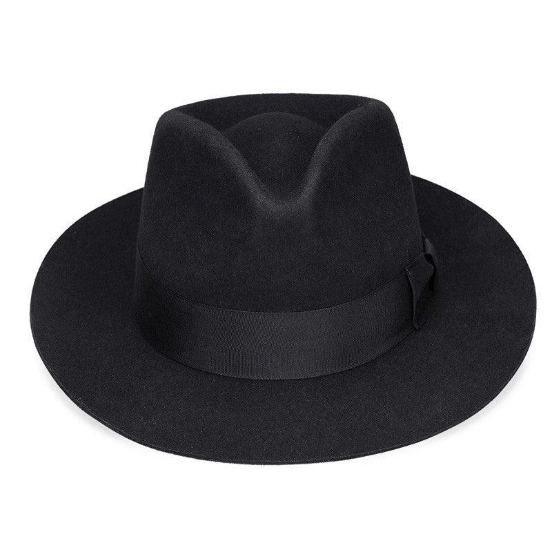 New British 100% Wool Felt Hat Men Fedora Big Size Raw Edge Brim Satin Lined Gangster Hat Premium Quality