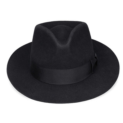 New British 100% Wool Felt Hat Men Fedora Big Size Raw Edge Brim Satin Lined Gangster Hat Premium Quality