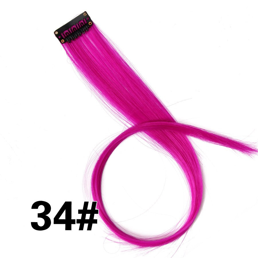 Apliques Sintéticos Presilha de Uma Peça Extensões de Cabelo Arco-Íris Cabelo Sintético Liso Peças de Cabelo de 45cm Longo Ombré Rosa Roxo Vermelho Azul