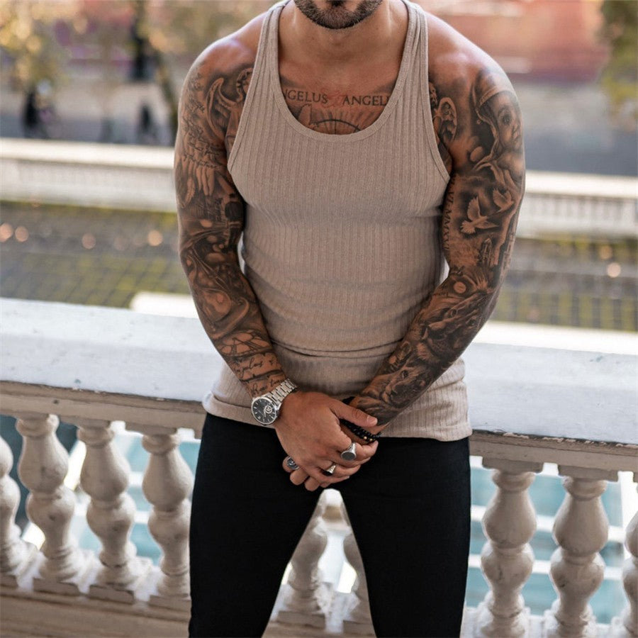 2024 new Men fitness gym Tank top men Fitness sleeveless shirt Male black breathable Sports vest Undershirt Gyms Running vest