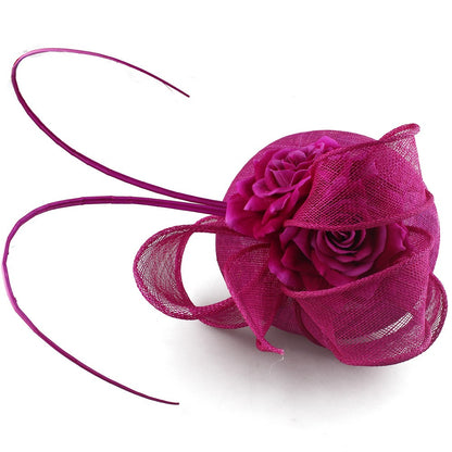 Fascinator de Casamento Sinamay de 4 Camadas de Ótima Qualidade Chapéu para Casamento Elegante Mulheres Moda Acessório de Cabelo Chapeau de Festa e Jantar