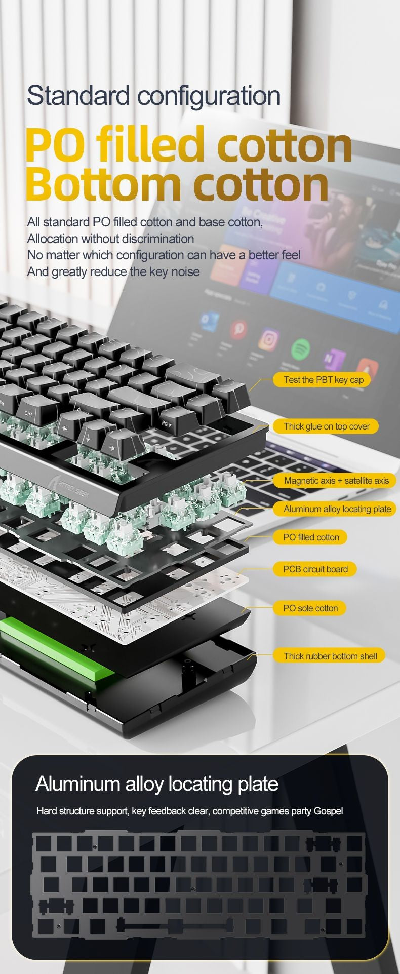 Teclado com Switch Magnético ATTACK SHARK X68HE Com Fio e FREEWOLF F68 Com Fio F68Pro Sem Fio para Jogos Profissionais 8K Hz 0,01mm Gatilho Rápido