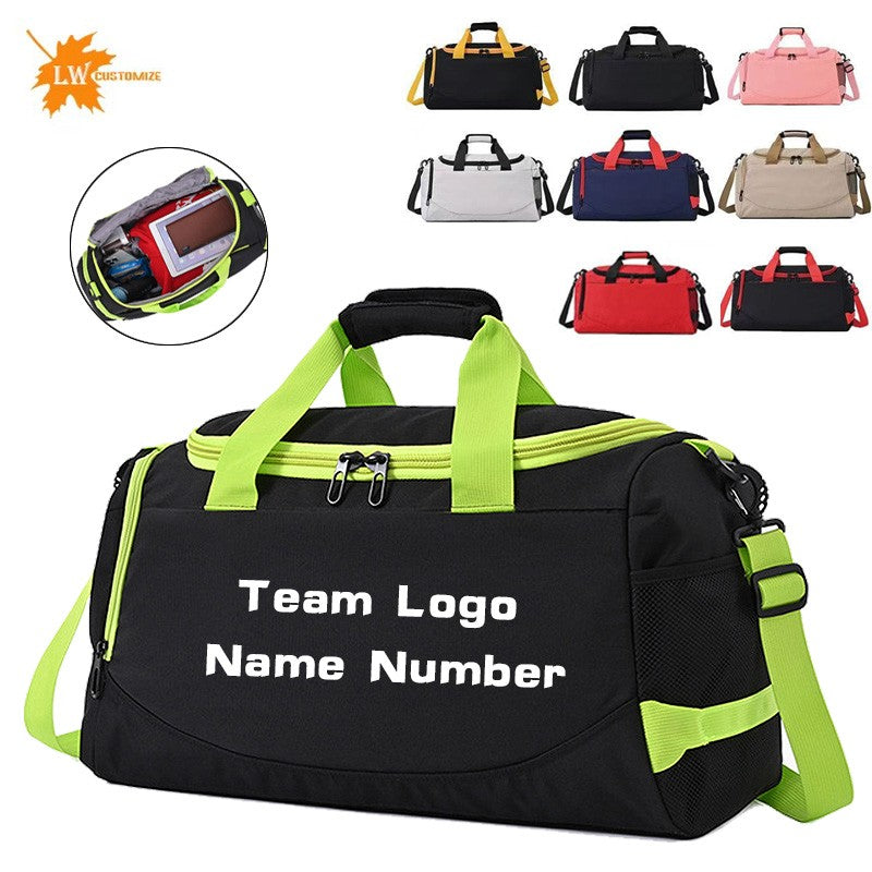 Personalized customized soccer bag logo with dry wet separation handbag luggage sports bag printed with logo pattern