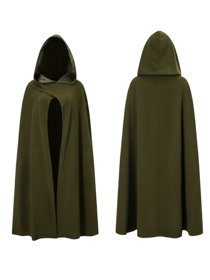 New Halloween Costume Cloak, Fleece Hooded Halloween Cape, Retro Asymmetrical Design Role Play Coat, Party Outfit, Autumn & Winter Clothing Accessory, Cosplay Costume