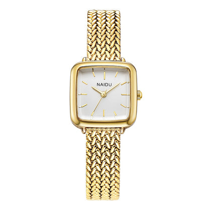 Ladies Small Square Watch Stainless Steel Strap Literary Fashion Retro Quartz Watch