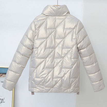 Women Jacket Winter Parkas Female 2023 New Glossy Down Cotton Jackets Stand Collar Casual Warm Parka Short Coat Female Outwear