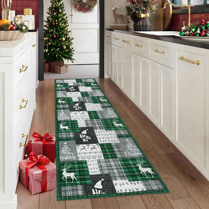 VIKAMA Christmas Atmosphere Rug Stain-Resistant and Durable Bedroom Entrance Mat Bedside Rug Hallway Runner Home Decor