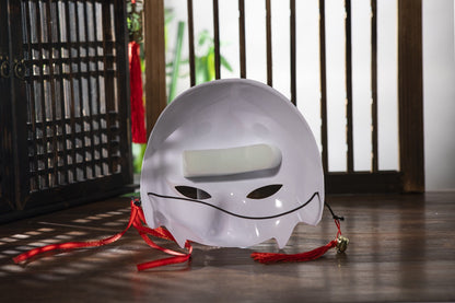 Half Face COS Ancient Style Red Makeup Awakening Headwear Face Mask Japanese Fox Halloween Mask