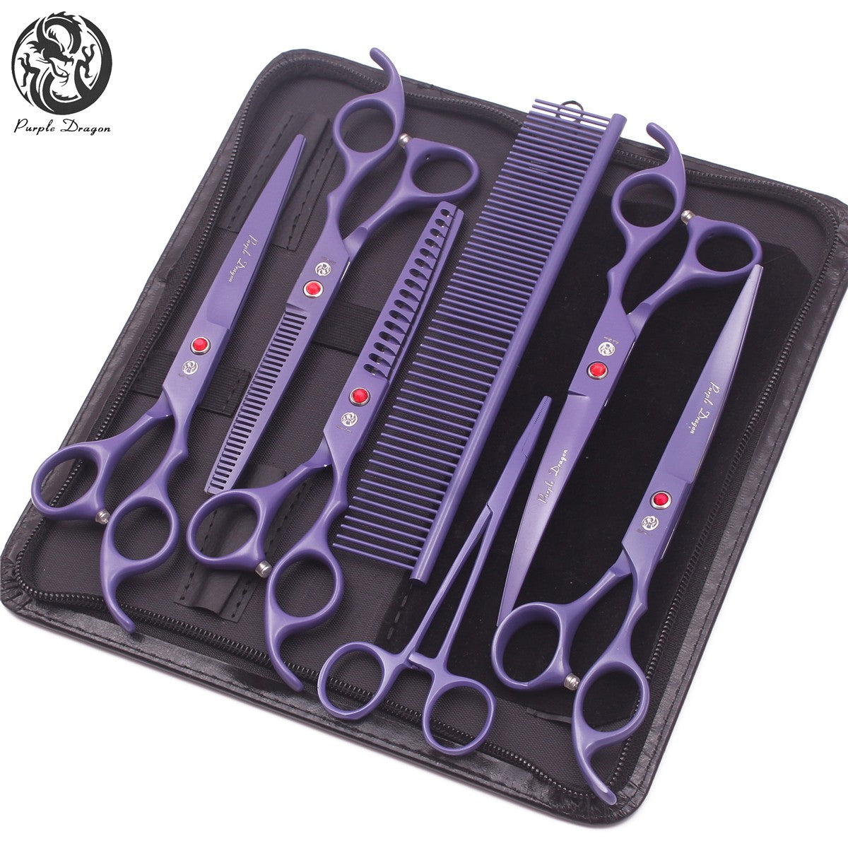 Conjunto de Tesouras para Tosa de Animais de Estimação - Tosa Profissional para Cães e Gatos, Aço Inoxidável, Afiado, Multi-Peças, Cabo Ergonômico, Aparador Durável