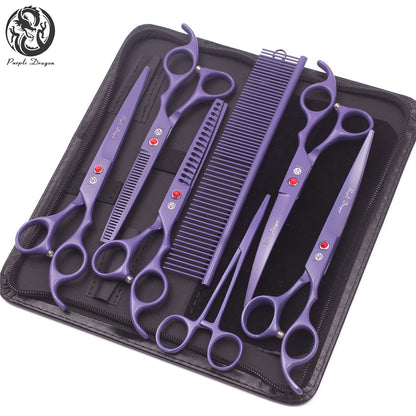 Conjunto de Tesouras para Tosa de Animais de Estimação - Tosa Profissional para Cães e Gatos, Aço Inoxidável, Afiado, Multi-Peças, Cabo Ergonômico, Aparador Durável