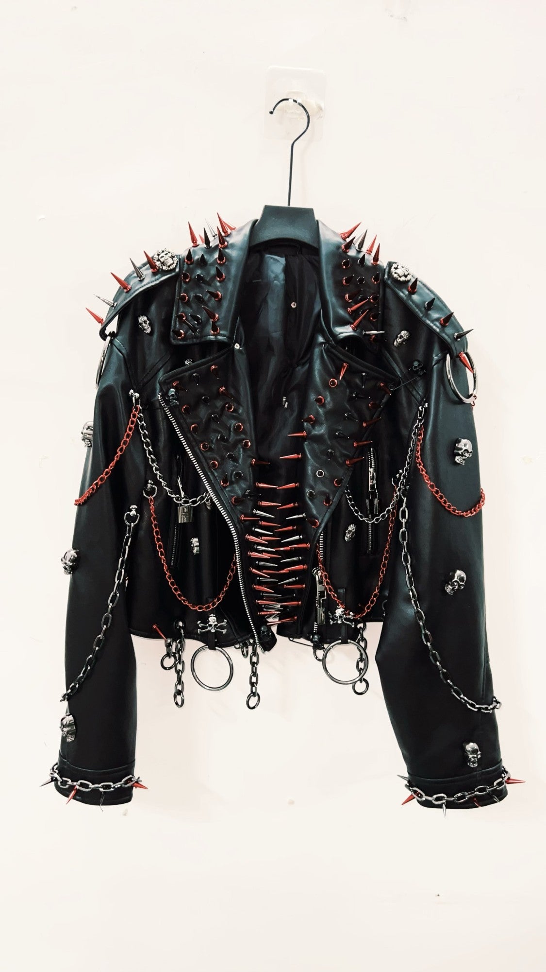 vintage Leather jacket Gothic Leather jacket Punk Leather jacketoversizeLeather jacket Rivet Leather jacket skull Leather jacket