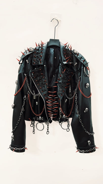 vintage Leather jacket Gothic Leather jacket Punk Leather jacketoversizeLeather jacket Rivet Leather jacket skull Leather jacket