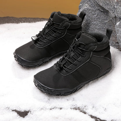 Waterproof Kids Barefoot Snow Boots 2025 New Wide Toe Winter Warm Fur Lined Shoes for Boys Girls Cold Weather Outdoor Sneakers