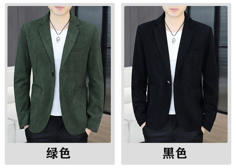 Blazer's New Men's Fashion Outdoor Travel Camping Youth Wedding Hosting Campus Slimming Casual Solid Color Korean Version Blazer